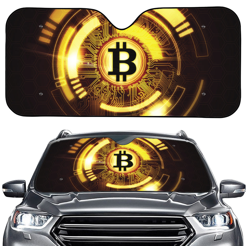 Bitcoin Crypto Symbol Print Car Windshield Sun Shade