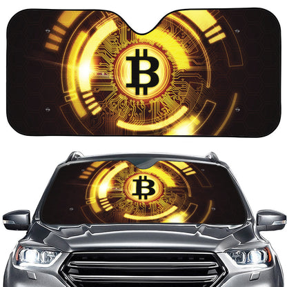 Bitcoin Crypto Symbol Print Car Windshield Sun Shade