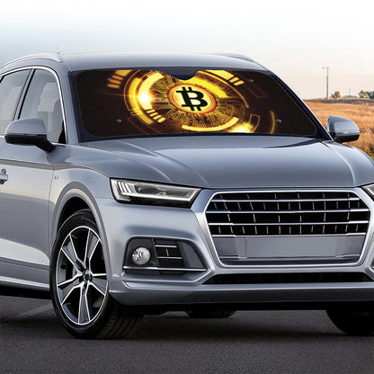 Bitcoin Crypto Symbol Print Car Windshield Sun Shade