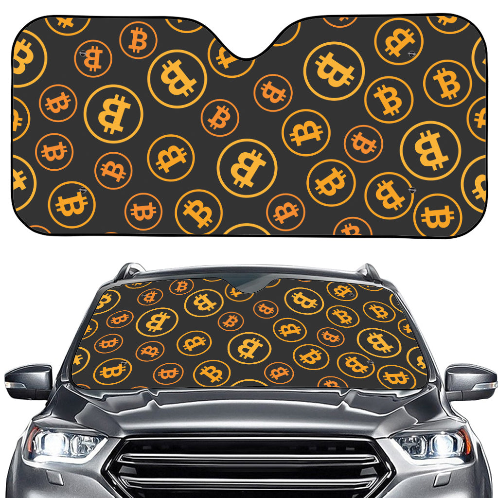 Bitcoin Cryptocurrency Pattern Print Car Windshield Sun Shade
