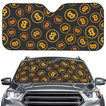 Bitcoin Cryptocurrency Pattern Print Car Windshield Sun Shade