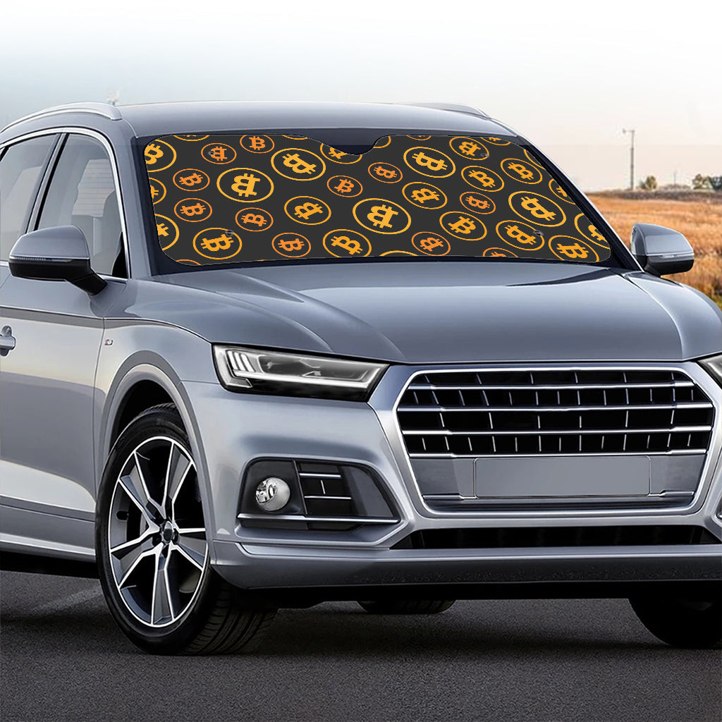 Bitcoin Cryptocurrency Pattern Print Car Windshield Sun Shade