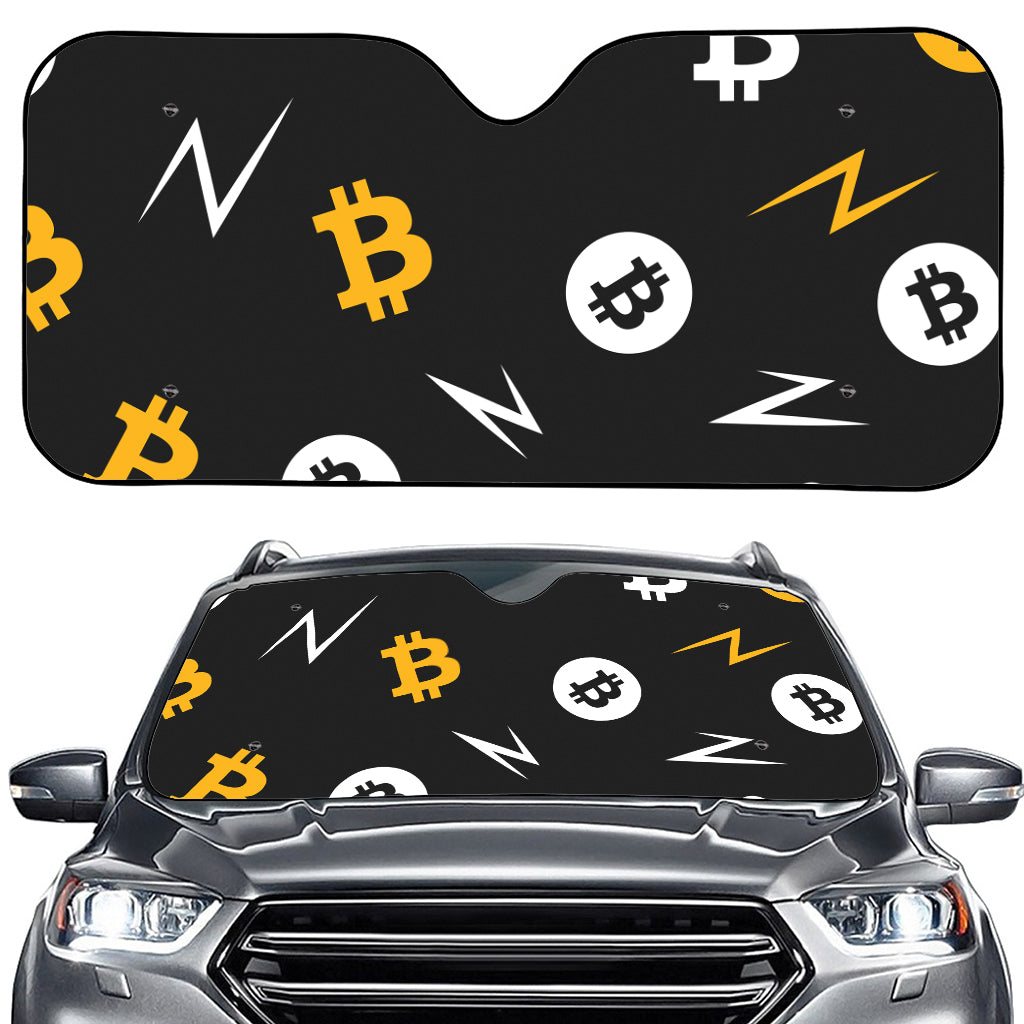 Bitcoin Symbol Pattern Print Car Windshield Sun Shade