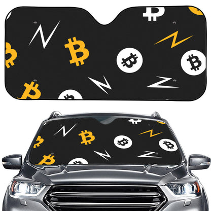 Bitcoin Symbol Pattern Print Car Windshield Sun Shade