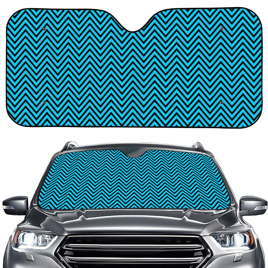 Black And Blue Chevron Pattern Print Car Windshield Sun Shade
