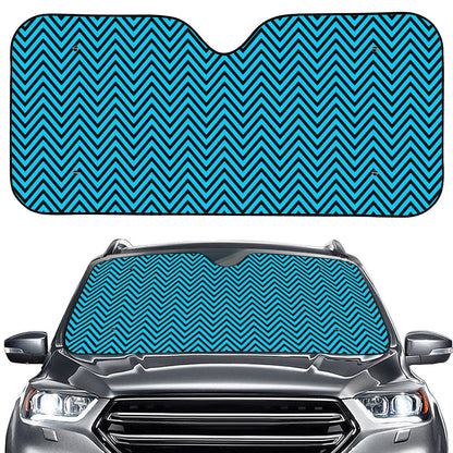 Black And Blue Chevron Pattern Print Car Windshield Sun Shade