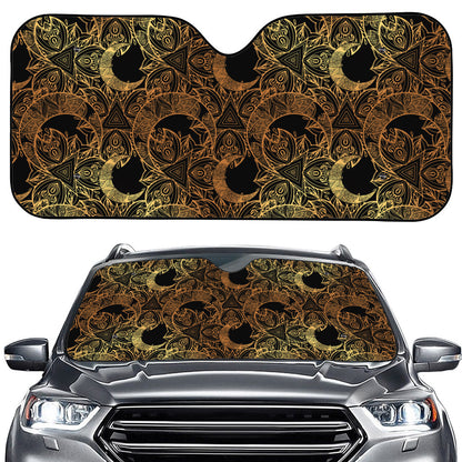 Black And Gold Celestial Pattern Print Car Windshield Sun Shade