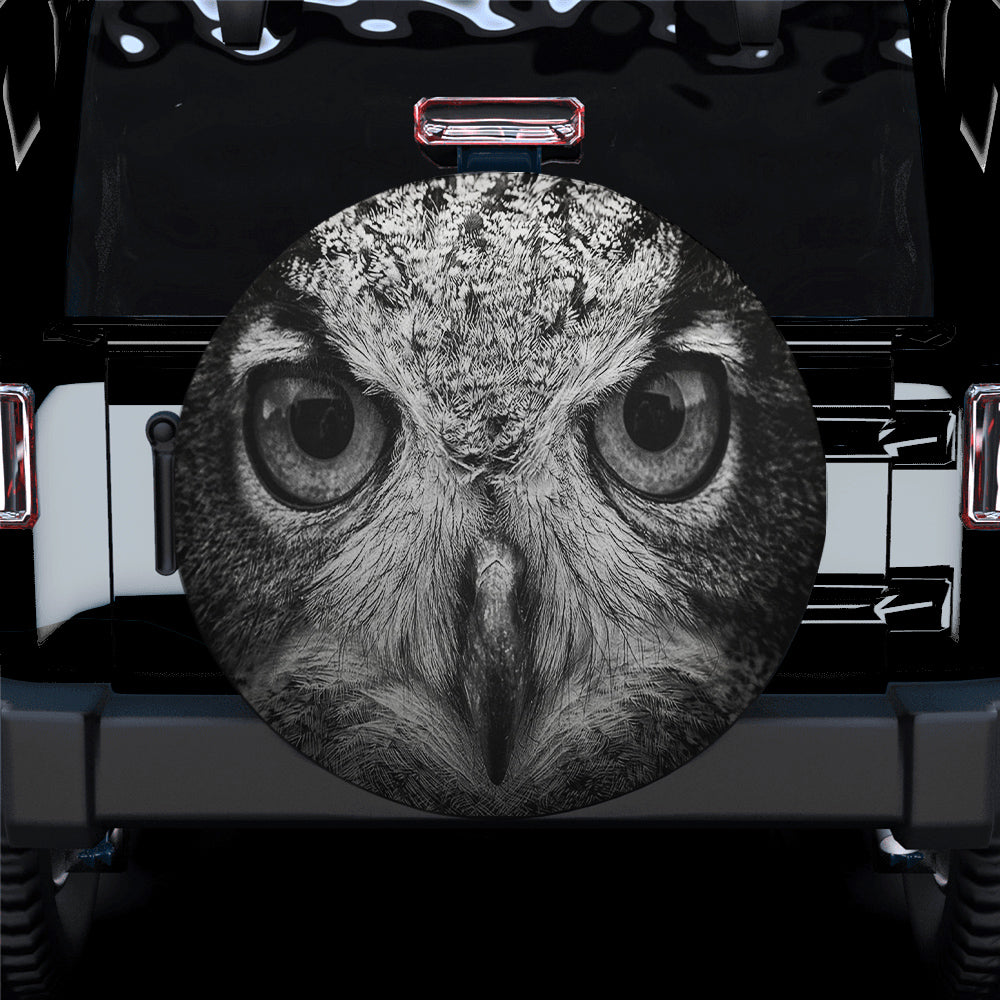 Black And Gray Owl Spare Tire Cover