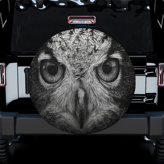 Black And Gray Owl Spare Tire Cover