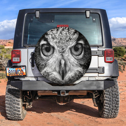 Black And Gray Owl Spare Tire Cover