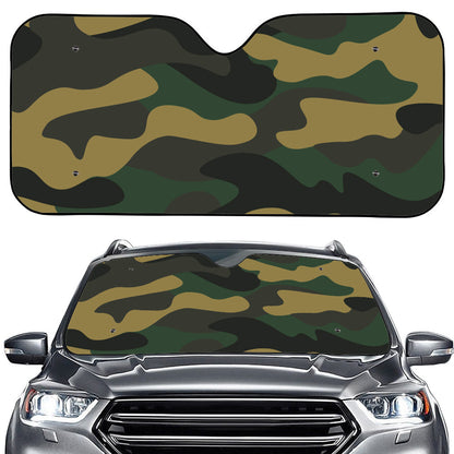 Black And Green Camouflage Print Car Windshield Sun Shade
