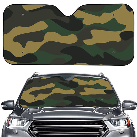 Black And Green Camouflage Print Car Windshield Sun Shade