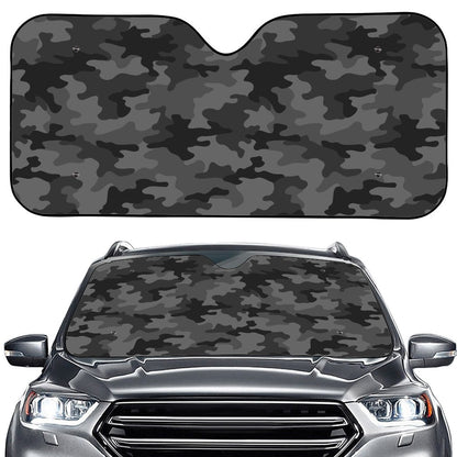 Black And Grey Camouflage Print Car Windshield Sun Shade
