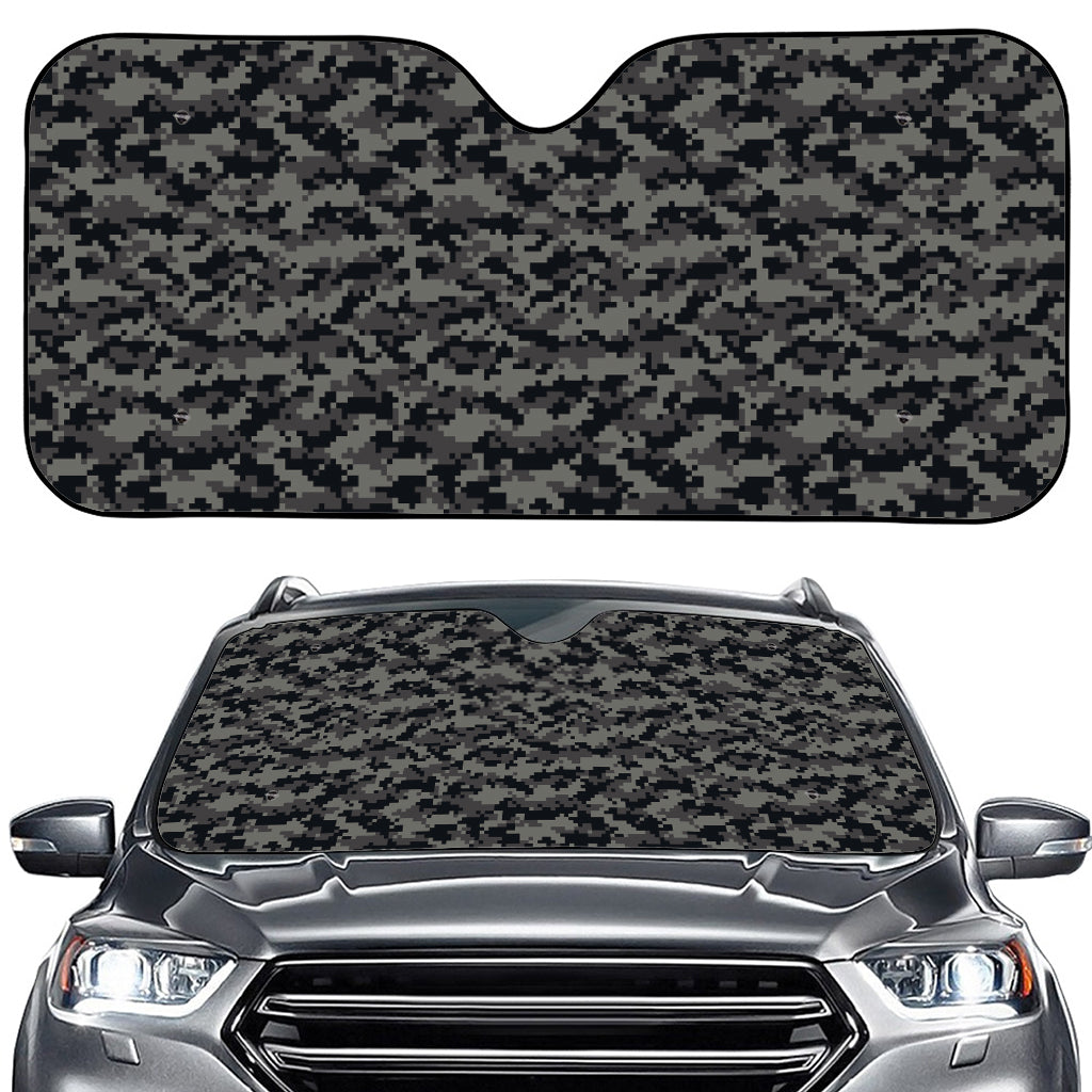 Black And Grey Digital Camo Print Car Windshield Sun Shade
