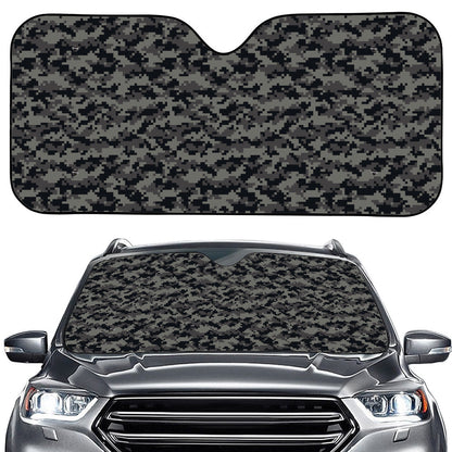 Black And Grey Digital Camo Print Car Windshield Sun Shade