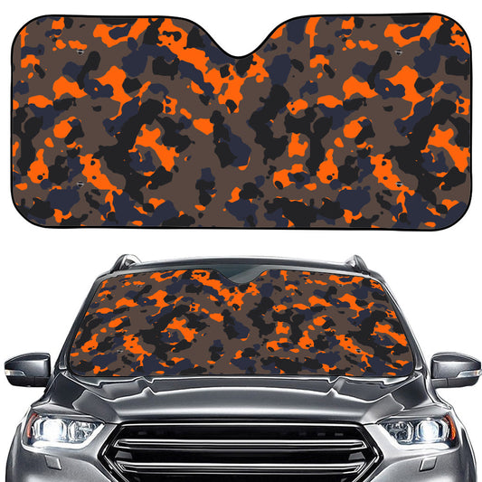 Black And Orange Camouflage Print Car Windshield Sun Shade