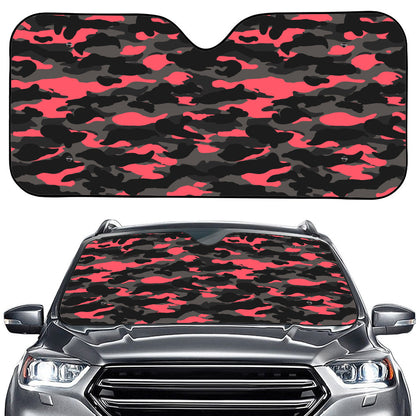Black And Pink Camouflage Print Car Windshield Sun Shade