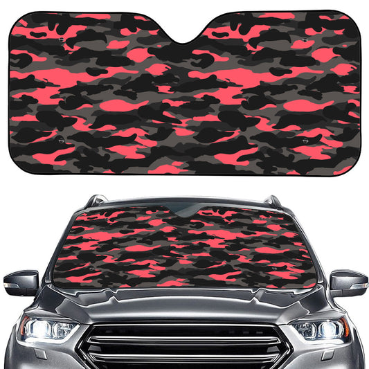 Black And Pink Camouflage Print Car Windshield Sun Shade