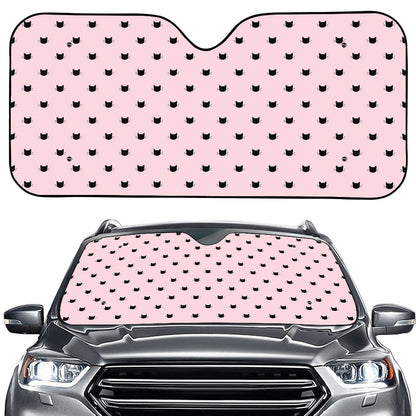 Black And Pink Cat Pattern Print Car Windshield Sun Shade