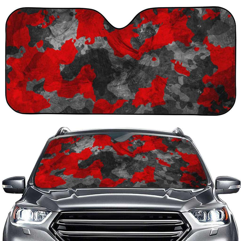 Black And Red Camouflage Print Car Windshield Sun Shade