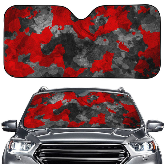 Black And Red Camouflage Print Car Windshield Sun Shade