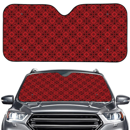 Black And Red Chinese Pattern Print Car Windshield Sun Shade