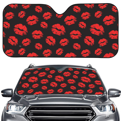 Black And Red Lips Pattern Print Car Windshield Sun Shade