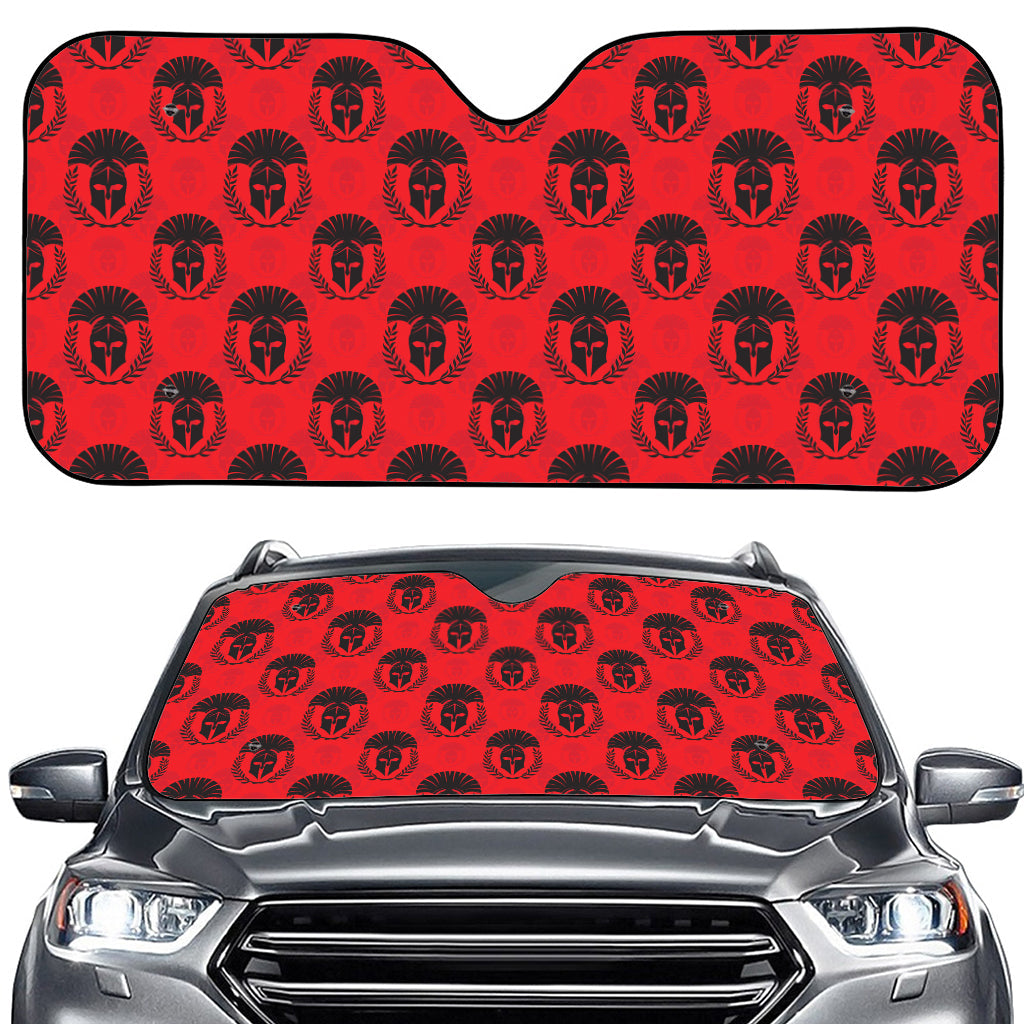 Black And Red Spartan Pattern Print Car Windshield Sun Shade