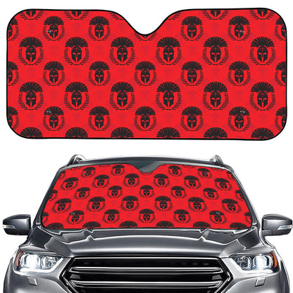 Black And Red Spartan Pattern Print Car Windshield Sun Shade