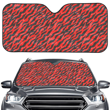 Black And Red Tiger Stripe Camo Print Car Windshield Sun Shade