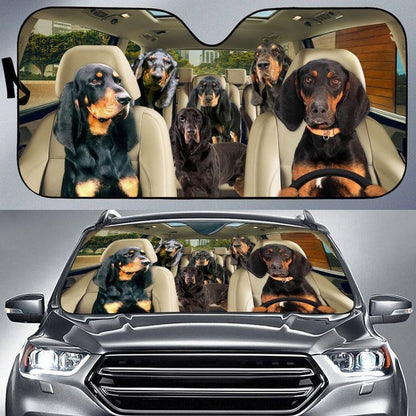 Black And Tan Coonhound Car All Over Printed 3D Sun Shade