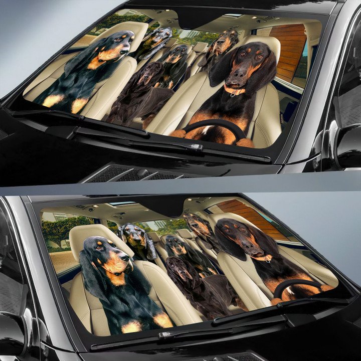 Black And Tan Coonhound Car All Over Printed 3D Sun Shade