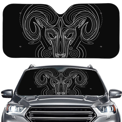 Black And White Aries Sign Print Car Windshield Sun Shade