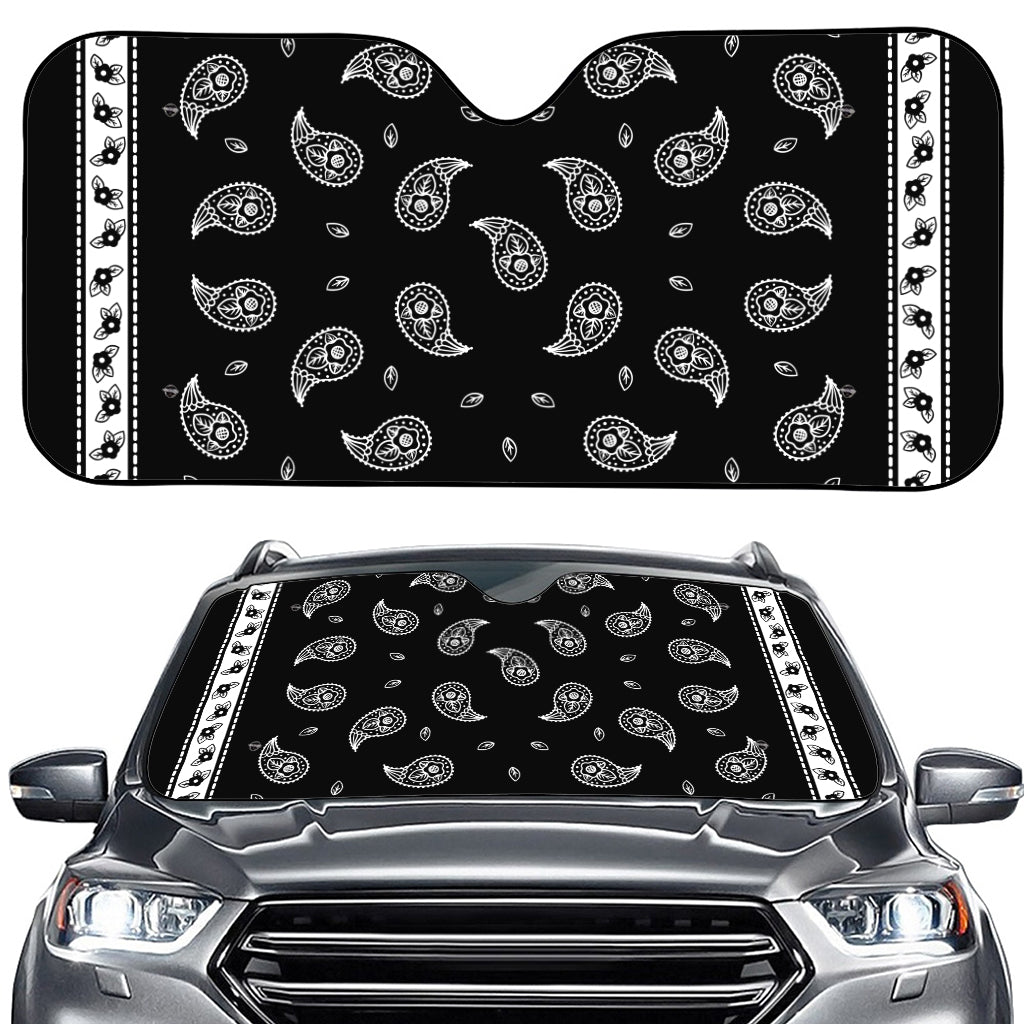 Black And White Bandana Print Car Windshield Sun Shade