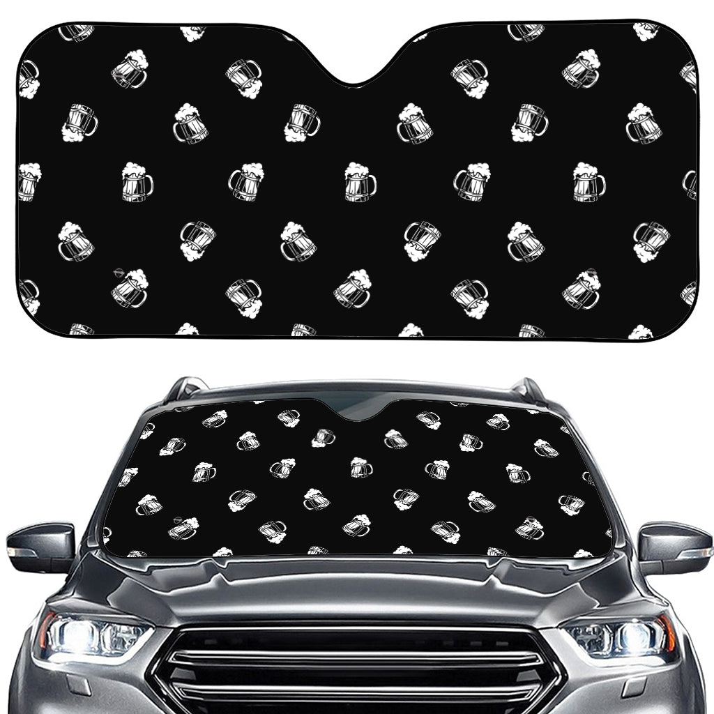 Black And White Beer Pattern Print Car Windshield Sun Shade