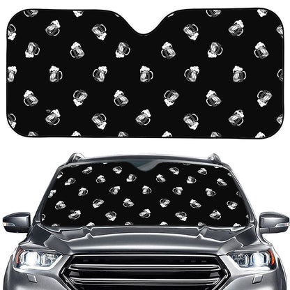 Black And White Beer Pattern Print Car Windshield Sun Shade