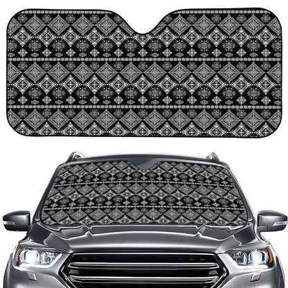 Black And White Boho Tribal Print Car Windshield Sun Shade