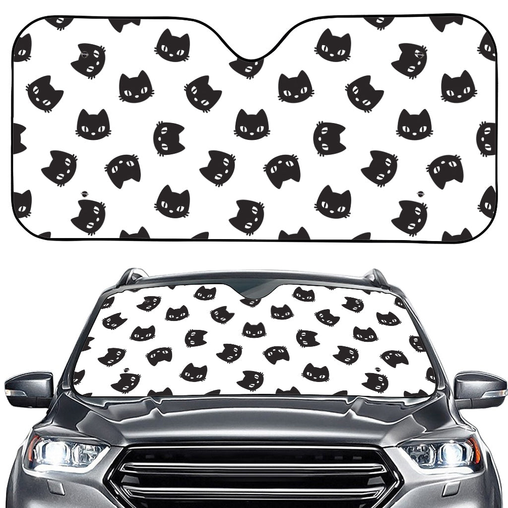 Black And White Cat Pattern Print Car Windshield Sun Shade