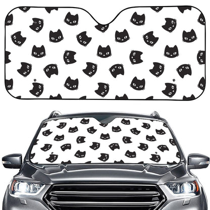 Black And White Cat Pattern Print Car Windshield Sun Shade