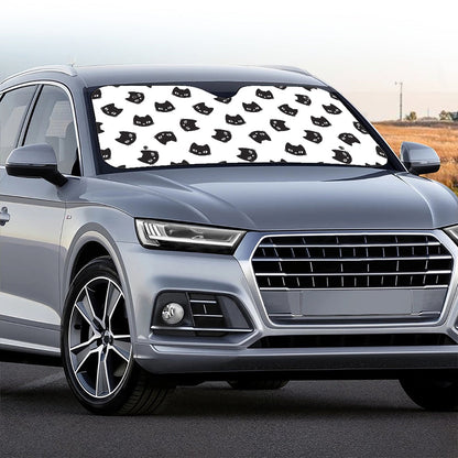 Black And White Cat Pattern Print Car Windshield Sun Shade