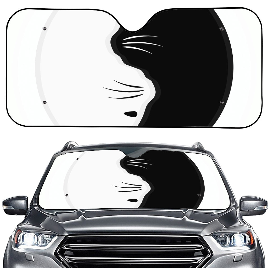 Black And White Cat Yin Yang Print Car Windshield Sun Shade