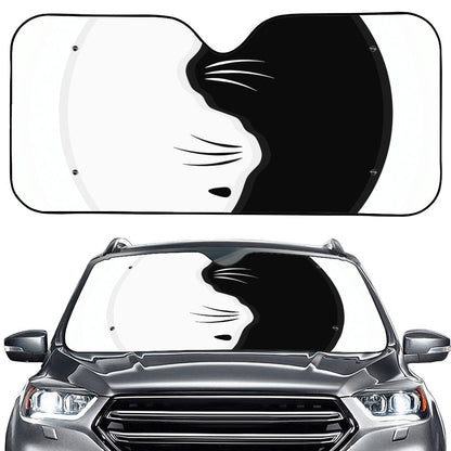 Black And White Cat Yin Yang Print Car Windshield Sun Shade