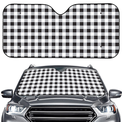 Black And White Check Pattern Print Car Windshield Sun Shade
