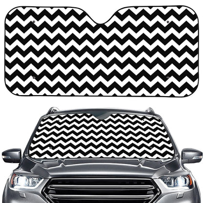 Black And White Chevron Pattern Print Car Windshield Sun Shade