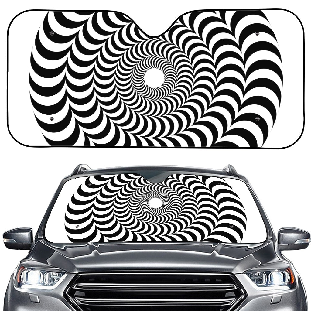 Black And White Circle Illusion Print Car Windshield Sun Shade