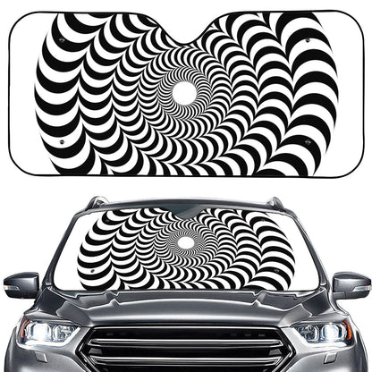 Black And White Circle Illusion Print Car Windshield Sun Shade