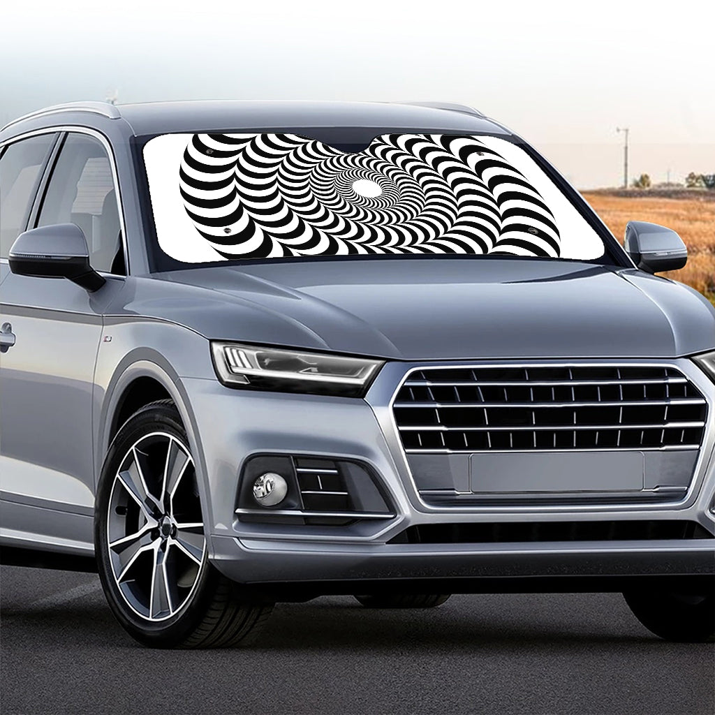 Black And White Circle Illusion Print Car Windshield Sun Shade