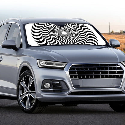 Black And White Circle Illusion Print Car Windshield Sun Shade