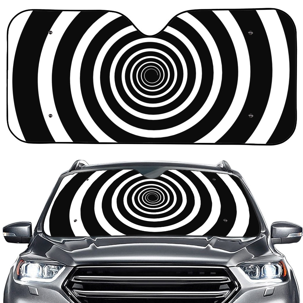Black And White Circle Swirl Print Car Windshield Sun Shade