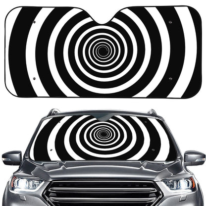 Black And White Circle Swirl Print Car Windshield Sun Shade